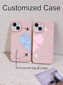 2pcs Set Customized Heart Map Couple Phone Case Valentine's Day Gift, Personalized Couple Name Gift For Girlfriend/Boyfriend Anniversary, Customized Couple Name, Anniversary Gift, Personalized Couple Birthday Gift, Gift For Her, Anti-Drop Transparent Thickened Phone Case Protective Cover Compatible With S20 S21 S22 S23 S24 A12 A14 A15 A21 A22 A31 11/13/14/15 Pro Max 16 Pro Max - Multicolor - View 16