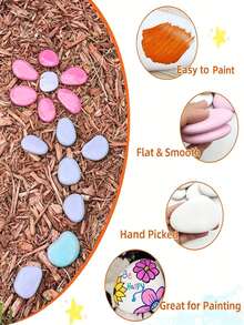 Multi-Piece Smooth White Painting Stones,Flat/Hand Selected Rocks For Crafts Art Decoration,Chemical-Free With Polished Smooth Surface For Even Painting,Beginners & DIY Handmade Projects,Arts And Crafts Supplies,Decorative Stones For Creative Artwork - Multicolor - View 4