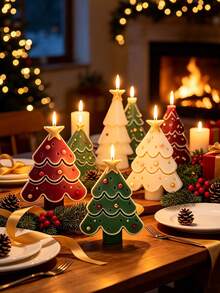 1pc Christmas Tree Candle Mold, Snowflake Embossed Tree Shape Silicone Candle Mold, DIY Aromatherapy Candle, Plaster, Resin, Clay Crafts, Easy Release, Non-Stick, Reusable, Home Desktop Decoration, Christmas, Thanksgiving, Halloween Handmade Gift - A - View 5