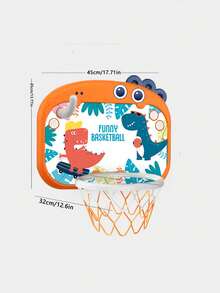 Adjustable Wall-Mounted Kids Basketball Hoop Set, Suitable For 3-8 Years Old, Cartoon Animal Design, Multi-Function Shooting And Ring Toss Game, Foldable And Easy Storage, Indoor/Outdoor Parent-Child Sports Toy, Suitable For Boys And Girls - Multicolor - View 7