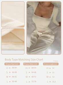 Basic Minimalist Crew Neck Double Layer Seamless Fitted Long Sleeve Top Casual Spring - Apricot - View 6