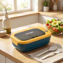 Kotak Bekal Dewasa, Wadah Persiapan Makanan 2 Kompartemen dengan Garpu dan Sendok, Wadah Makan Siang Plastik yang Aman untuk Microwave, Wadah Penyimpanan Makanan Anti Bocor dengan Sekat, Wadah Salad Perjalanan yang Dapat Ditumpuk untuk Makan Siang Sekolah Kantor - MultiWarna - View 2