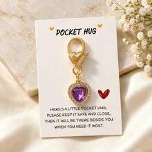 1pc/7pcs Women's Colorful Heart-Shaped Pendant Keychain With Card, Exquisite Bag Charm Gift For Friends - Multicolor - View 9