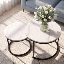 Super life A Compact Nordic Style Coffee Table, Available In Multiple Sizes Including Round And Minimalist Modern Round Coffee Tables Or Side Tables, Suitable For Small Living Rooms. White, Furniture, Table - Multicolor - View 9