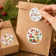 Customized Christmas Stickers, Holiday Gift Packaging Name Label Stickers, Personalized Holiday Labels, Customized Name Gift Seal Stickers, Customizable Christmas Package Decorations, Christmas Gift Labels, Party Favor Stickers, Customized Stickers, Round Stickers, Home - Style C - View 7