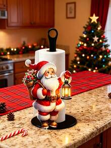 Christmas Decoration Kitchen Paper Towel Holder - Desktop Tabletop Roll Holder (Combines Display And Storage Functions), Fun Santa Claus Design, Suitable For Kitchen, Bathroom, Living Room And Dining Room, Decorative Ornament To Create A Cozy Christmas Atmosphere - Multicolor - View 7