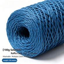 Lawkeman 1pc 150m Wood Pulp Raffia Rope, 100g Heavy-Duty Craft Raffia Thread, Suitable For DIY Gift Packaging, Basket Weaving, And Home Decoration; DIY Woven Plant Hanging Baskets, Bohemian Style Wall Art, And Handicraft Production - One Size Fits All - View 3