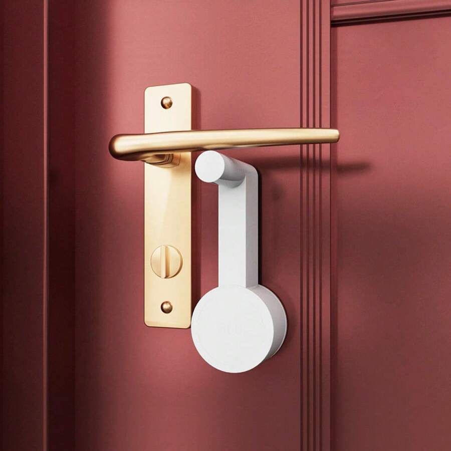 2pcs/Set Home Anti-Opening Lock Hook, Door Handle Fixed Protective Lock, Door Handle Protector, Portable Travel Door Lock, Anti-Pry Anti-Collision