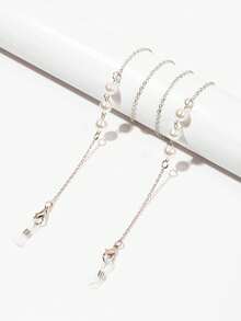 1pc Minimalist Faux Pearl Metal Eyeglasses Chain, Eyeglasses Lanyard, Women's Glasses Chain, Reading Glasses Chain, Elegant Fashion Glasses Decorative Cord, Eyeglasses Hanging Strap, Eyeglasses Band, Silicone Anti-Slip Eyeglasses Neck Strap, Face Mask Decorative Cord - Multicolor - View 11