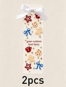 Custom Christmas Acrylic Bookmark, Personalized Name Reading Marker, Festive Gingerbread Snowflake Decor, Customized Text Holiday Bookmark, Customizable Xmas Gift For Book Lovers, Christmas Party Favor, Stocking Stuffer, Gifts For Family And Friends - Style B - View 12