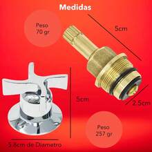 Kit Manerales Metalicos Y Cartucho Para Llave De Regadera - Plateado | Cromado/Acero Inoxidable - Ver 4