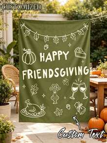 1pc Customized Happy Thanksgiving Friends Gathering Tapestry Backdrop, Autumn Thanksgiving Party Photo Background, Pumpkin Maple Leaf Print Wall Hanging Decor, Suitable For Friends Gathering Dinner Party Home Photography Props - Multicolor - View 4