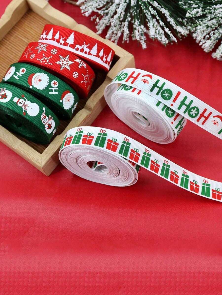1pc Christmas Ribbon, DIY Christmas Tree Bow Decoration Ribbon; Suitable For Gift Wrapping, Christmas Scene Decoration, And Party Streamers.