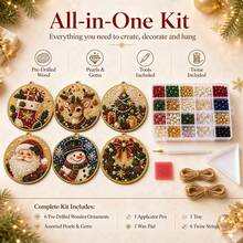 Christmas Decoration DIY Pearl Art Kit For Adults, Hanging Diamond Painting Christmas Ornament Set With Pearls, Irregular Gemstones And Jute Rope, Christmas Handmade Decor - Christmas Set - View 3