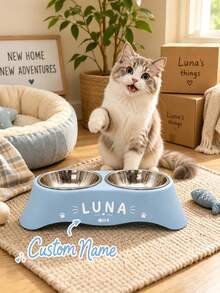 Mangkuk Kucing Stainless Steel yang Dapat Disesuaikan, Kustomisasi Nama Pribadi, Desain Pelindung Leher, Dapat Dilepas dan Mudah Dibersihkan, Hadiah Ideal untuk Pemilik Hewan Peliharaan - MultiWarna - View 3