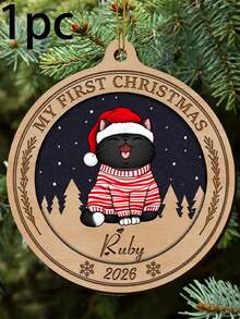 Customized Pet Christmas Ornament, Personalized Cat Dog Name Round Tree Decor, Holiday Winter Vacation Style, Customized Name Pet Memorial Keepsake, Customizable Christmas Tree Ornament, Pet Lover Gift, Holiday Home Decor, Christmas Gift, Family - Style a - View 13