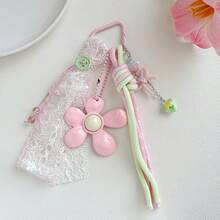 Korean Style Pink Floral Keychain, Lace Ribbon Bow Bag Charm, Color-Block Rope Creative Pendant, Sweet Fashion Versatile Bag Accessory - Multicolor - View 4