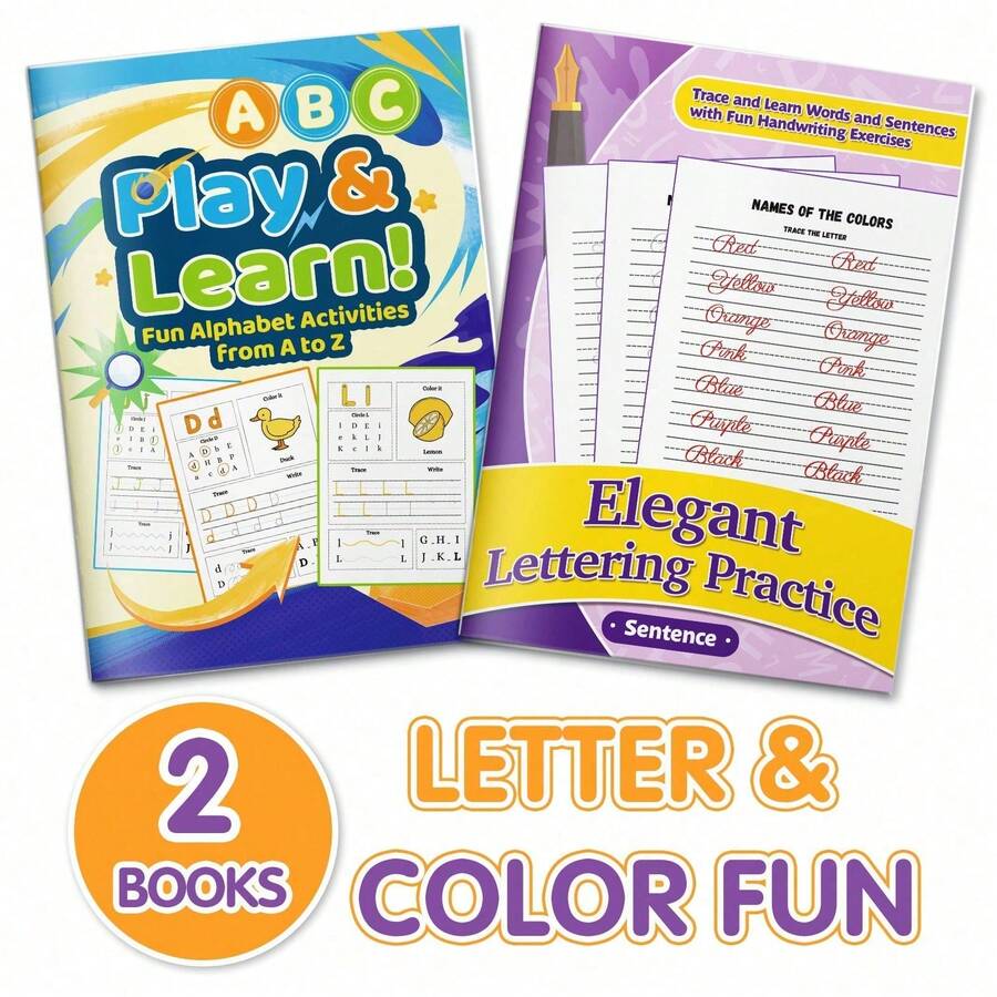 دفاتر تتبع الحروف الأبجدية الإنجليزية، ممارسة كتابة الحروف ABC من A إلى Z، تمارين كتابة الكلمات والجمل، تعلم الألوان، تتبع الحروف، ممارسة الخط، أنشطة تعليمية ممتعة، لوازم العودة إلى المدرسة للمنزل والفصل الدراسي - دفاتر تدريب على الكتابة اليدوية باللغة الإنجليزية - مشاهدة 1