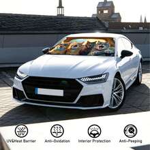 1pc Funny 4 Cats Car Sunshade, Made Of Polyester Fiber, Durable 190T Material Blocks UV Rays And Heat, Car Interior Accessory Suitable For Various Car Models Front Windshield, With Heat Insulation And Privacy Protection Functions, Keeps Your Car Cool, Foldable For Easy Storage - Funny Four Cats - View 4