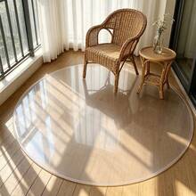 Creative Round PVC Hard Floor Mat, Suitable For Dining Table, Office Desk, Office Chair; Transparent Carpet Protector For Wooden Floor, Chair Floor Mat Decoration, Dust-Proof And Noise-Reducing, 1.5mm Thick, Home Chair Mat - White - View 7
