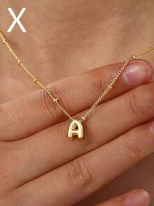 1pc Fashion Copper A-Z English Initials Perforated Pendant Multi-Layer Necklace, Women's Daily Casual Wear Personalized Necklace Collarbone Chain - Multicolor - View 21