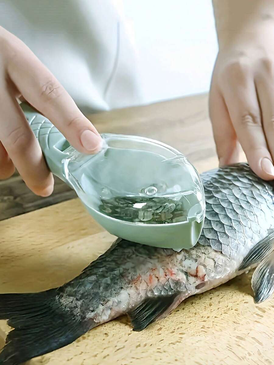 1/2pcs Fish Scale Remover, Plastic Fish Scale Peeler, Fish Scale Remover Cleaner, Kitchen With Lid Anti-Splash Hanging Fish Scale Scraper With Storage Container