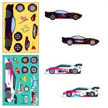 6Pcs Race Car Puzzle Kids Stickers, Cool Sports Racing Car Mix‑Match Decals, Fun DIY Stickers For Children's Party Favors, Birthday Gifts, Parent-Child Interactive Educational Handmade Project, Play‑Time DIY Decor - Multicolor - View 4