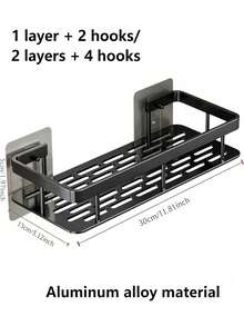 1/2 Wall-Mounted Shower Caddy, Large Capacity, No Drilling Required For Installation, Adhesive Bathroom Shower Rack, Bathroom Kitchen Floating Shelf, Rust-Resistant And Durable, Space-Saving, Easy To Install, Can Store Toiletries, Cosmetics And Miscellaneous Items, Smooth Surface, Suitable For Bathroom, Toilet, Vanity, Shower Room And Other Places, Bathroom Accessories, Bathroom Tools, Bathroom Supplies. Outdoor Storage Cabinet Rack, Cosmetic Storage Rack - Style-2 - View 9