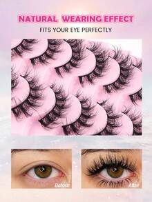 MAANGE 10 Pairs Natural Messy Cat Eye False Eyelashes, Thin Lash Stem, Create Cat Eye Makeup Look, Long And Slender, Soft And Natural, Strip False Eyelashes - Multicolor - View 8