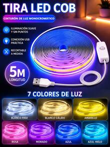 LED燈條燈,COB觸控可調光 5V USB (16.4ft/5m) | CRI90+ 觸控無級調光 COB LED燈條,10W 柔性,臥室廚房DIY照明房間裝飾電視燈 - COB燈帶 - 查看 3