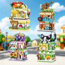 Creative Colorful Street Scene Small Particle Building Blocks Set, Cute Cartoon Commercial Street Shop Design, Rich Colors, Smooth Particles Without Burrs. Can Be Freely Assembled And Built, Exercising Children's Hands-On Ability And Spatial Thinking, Fun Educational Stress Relief. Home Decor, Parent-Child Interactive Toy, Ideal Gift For Birthdays And Holidays. - Multicolor - View 7