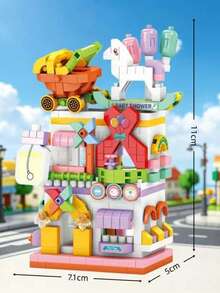 Creative Colorful Street Scene Small Particle Building Blocks Set, Cute Cartoon Commercial Street Shop Design, Rich Colors, Smooth Particles Without Burrs. Can Be Freely Assembled And Built, Exercising Children's Hands-On Ability And Spatial Thinking, Fun Educational Stress Relief. Home Decor, Parent-Child Interactive Toy, Ideal Gift For Birthdays And Holidays. - Multicolor - View 18