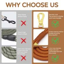 Zinc Alloy Buckle Design, Hand-Woven Thick Rope, Strong Small, Medium And Large Dog Rope, Strong Pull Border, Dog Rope Dog Rope.New Thick Handmade Woven Dog Leash/Strong Pulling Force/Stylish Colorful Outdoor Walking Leash/Secure Hook/ - Multicolor - View 8