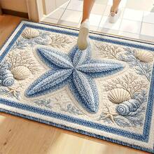 1pc Starfish Shell Seaweed Pattern Microfiber Bath Rug,Non-Slip And Soft Bathroom Mat,Doormat,Water Absorption Mat,Machine Washable,Low Pile,TPR Backing,Knit Fabric,ForBedroom,Kitchen,Entryway,Indoor Use,Accessories & Home Decor,Perfect New Home Gift - B - View 7