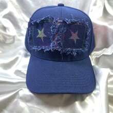 1pc Star Street Casual Party Cute Patchwork Print Navy Blue Baseball Cap, All Season Wear, Polyester - A-812 - View 3