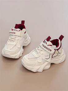 1 Pair Burgundy White Sneakers, Butterfly Decor, Sweet Girl Style, Suitable For Skirts And Pants, Large Mesh Breathable, Suitable For School - Burgundy - View 3