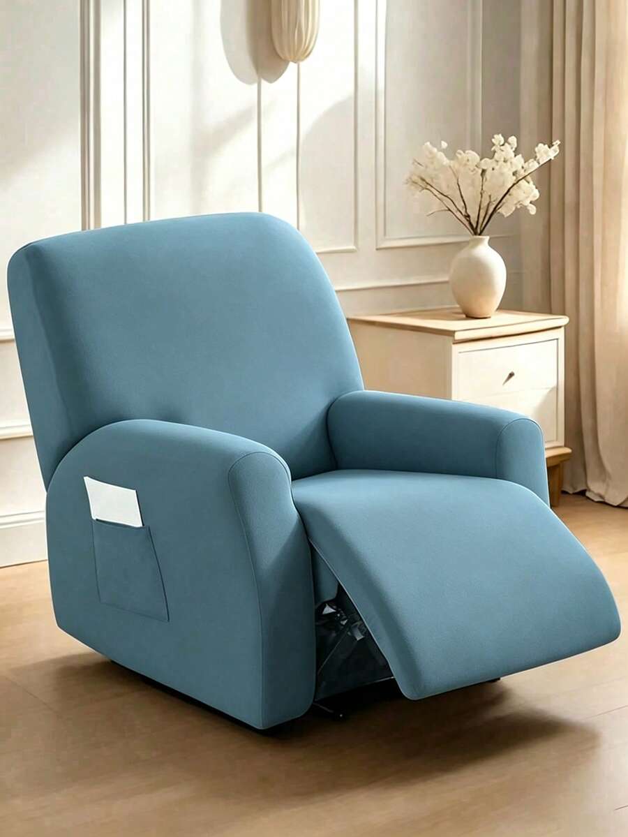1pc/2pcs/3pcs Pack Home Milk Velvet Thickened Elastic Waterproof Dustproof Wear-Resistant Stain-Resistant Cat Paw Sofa Cover, American Style Non-Slip Sofa Cover, Suitable For Living Room, Bedroom And Other Multiple Scenes - Dusty Blue - View 1