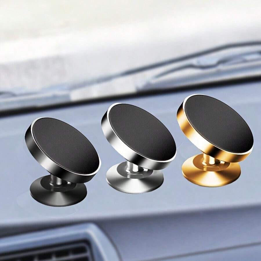 1pc Metal Round Mini Magnetic Phone Holder, Car Multi-Function Phone Navigation Mount, Car Dashboard Mount