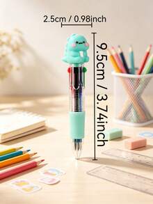 Cute Dinosaur 4-In-1 Multi-Color Ballpoint Pen, 3D Cartoon 3D Pen Head Portable Planner Pen, Student Note-Taking Marking School Supplies - Multicolor - View 2