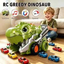 Remote Control Dinosaur Toy Car With Mini Car Swallowing Feature, Magnetic Train, Music RC Truck, Children's Toy - Multicolor - View 10