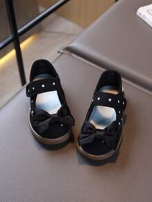 1 Pair Spring/Autumn New Princess-Style Soft Sole Baby Walking Shoes For Girls With Bowknot Sweet Design - Black - View 3