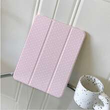 1pc Cute Pink & White Polka Dot Print Tablet Protective Case, Foldable Stand, Multi-Angle Viewing, Suitable For Work & Entertainment, With Pen Slot, Compatible With IPad Pro 2024/Air M3/A16 2025, Compatible With Xiaomi, MatePad - Multicolor - View 5
