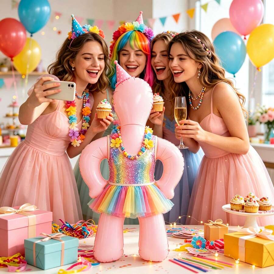 PVC Inflatable Model, An Inflatable Dress-Shaped Model Used For Clothing Display, Suitable For Retail Store Clothing Display Props, Funny Costumes For Festival Parties, And Gifts For Single Party Games. - Dusty Pink - View 1
