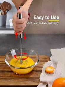 1pc Stainless Steel Multi-Function Mixer And Milk Frother - Handheld Manual Whisk, Suitable For Eggs And Cream - Kitchen Essential Tool, Christmas Gift, All Season Use - Multicolor - View 6