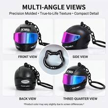 3Pcs Motorcycle Helmet Keychain Pendant (Includes Spare Cat-Shaped Ring And Fixing Clip) Creative Motorcycle Bag Charm, Colorful Lens Mini Safety Helmet Car Key Chain, Digital Backpack Pendant, Personalized Metal Buckle Men's Gift Accessory, Riding Peripheral Portable Decoration, Helmet Ornament Set, Tail Box Pendant Couple Key Ring, High-End Quality Alloy Keychain, Birthday Holiday Party Gift - Black - View 5