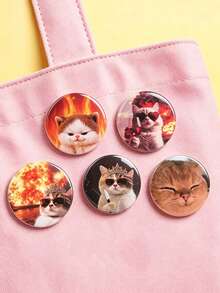 1pc/5pcs Cute Cat Pattern Women Enamel Brooch, Fun Quirky Badge, Lapel Pin For Bags & Clothes, Daily Outfit Accessory, Gift For Friends - Multicolor - View 2