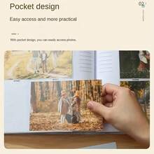 1pc Minimalist Linen Creative Gift Photo Album, Linen Photo Album, 6 Inch, 200 Pages, With Pockets, For Photo Storage, Suitable For Family And Wedding Commemorative Album, Anniversary, Birthday, Thanksgiving, Valentine's Day Gift - Multiple Styles - View 3