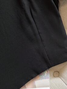 FGGG 女款春秋米色落肩長袖短版梭織夾克，小立領，優雅復古風 - 黑色 - 查看 11
