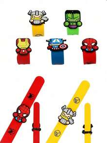Disney Marvel Cartoon Slap Bracelet, Thor & Spider-Man Anime Character Pattern Theme Party Silicone Wristband, Slap Ring Educational Toy, Daily Party Toy, Carnival & Halloween Party Gift - Multicolor - View 3