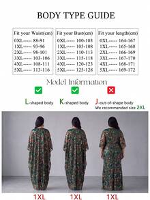 UNITHORSE Plus Size Women's Round Neck Batwing Sleeve Sequin Mesh Embroidered Belt 2 Pieces Turkish Robe Vacation Spring Fall - Dark Green - View 3
